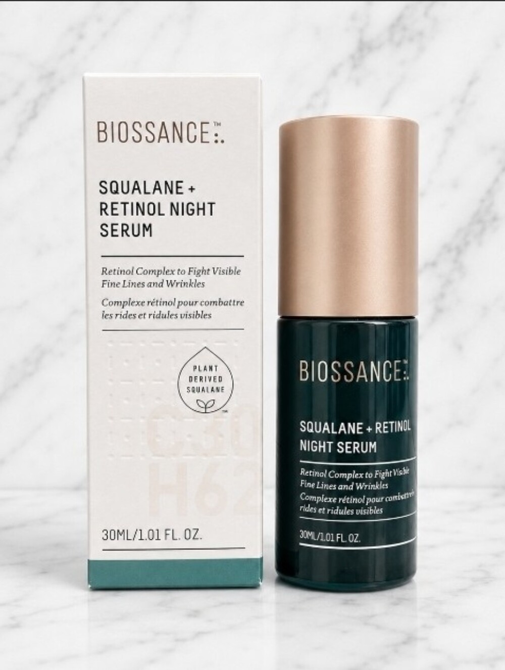Biossance Squalane + Retinol Night Serum - Black and Gold